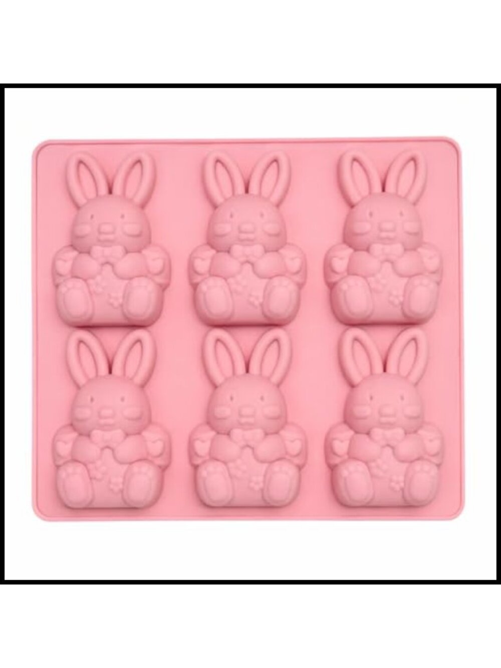 Silicone Bunny Cake Pop Mold 6-Cavity Ice Cube Tray Flexible Rabbit Shape